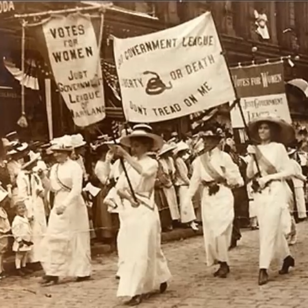 Suffragists marching